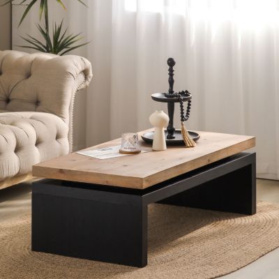 Wood 2-Tier Living Room Coffee Table