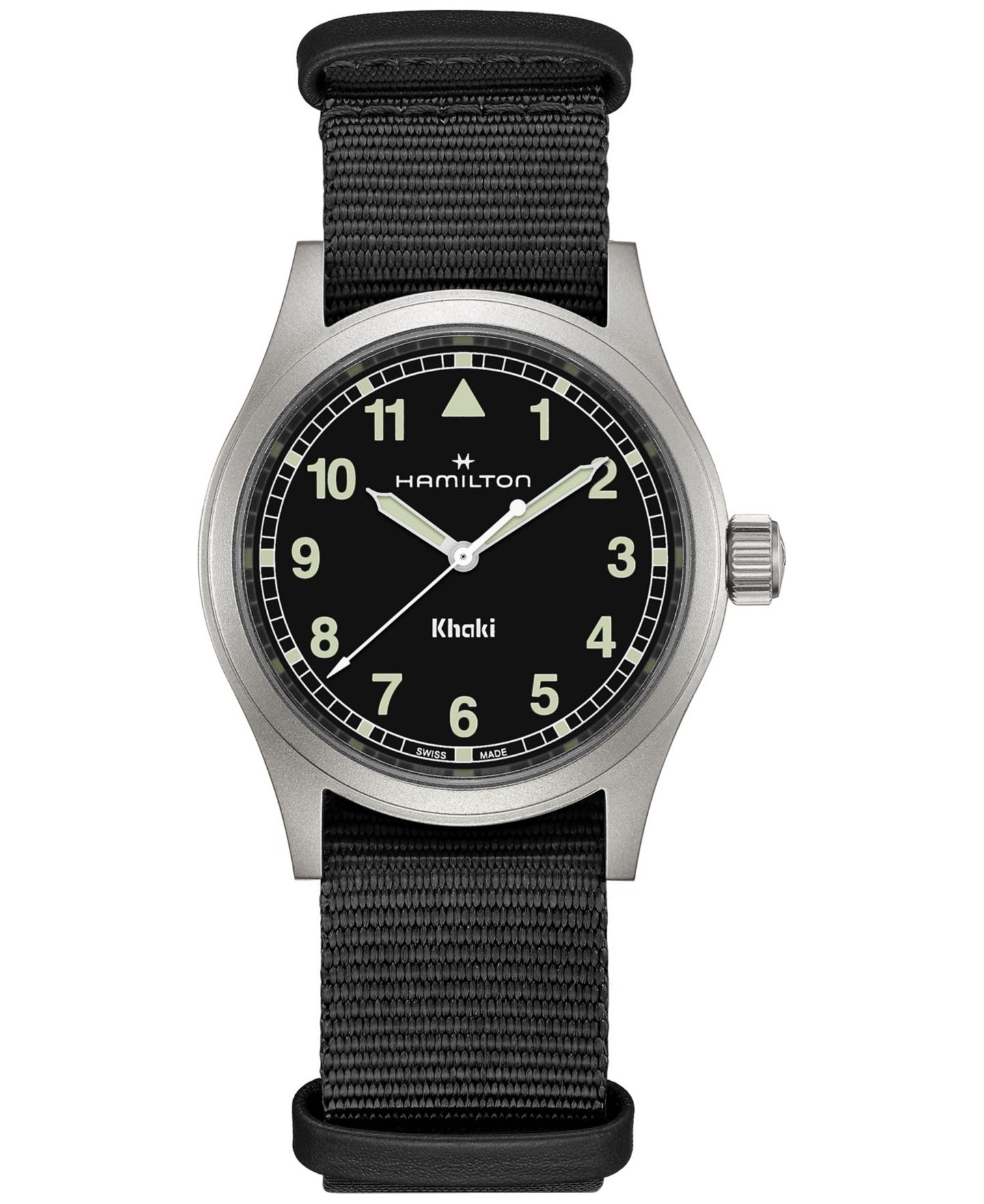 Мужские часы Hamilton Swiss Khaki Field Black Textile Strap Watch 38mm — фото 1