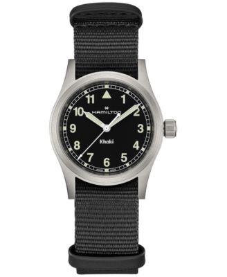 Hamilton - Women's Swiss Khaki Field Black Textile Strap Watch 33mm