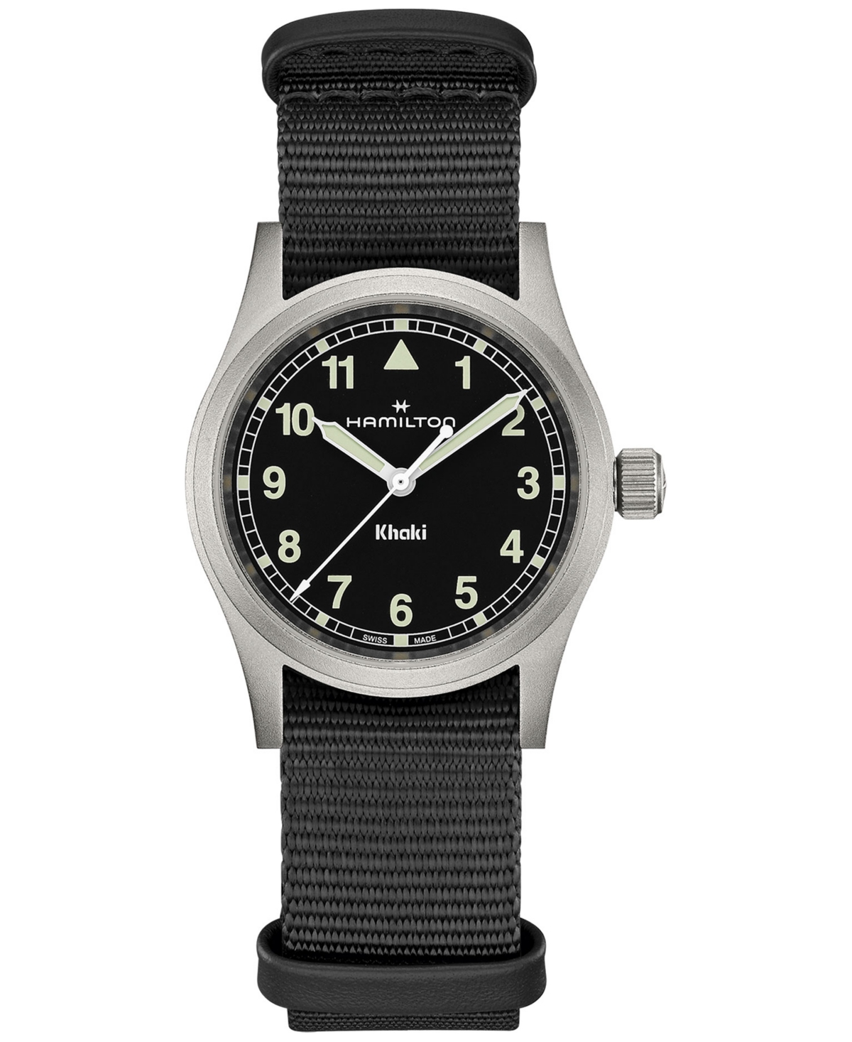 Women's Swiss Khaki Field Black Textile Strap Watch 33mm - Black