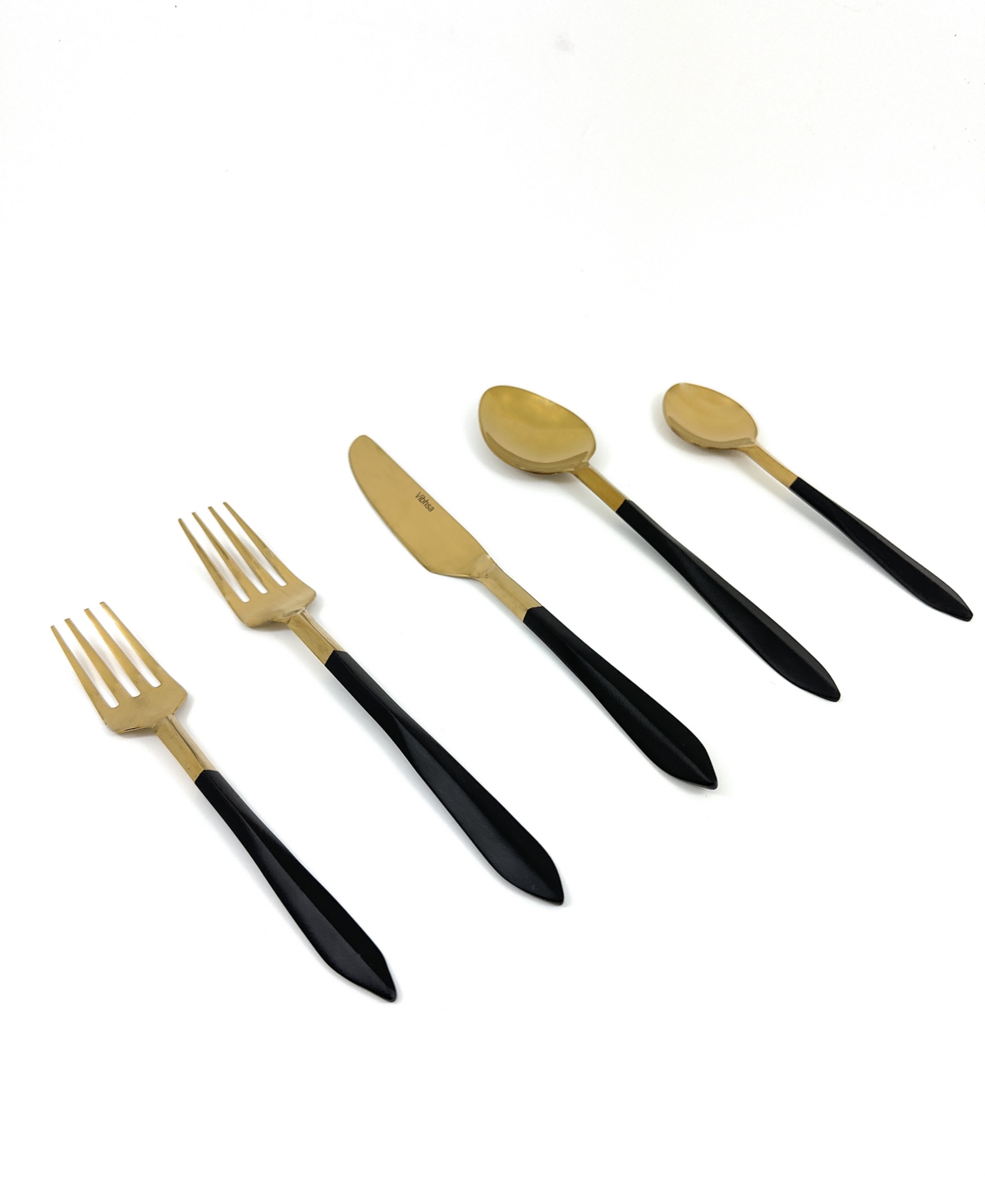 Vibhsa Contemporary 20-pc. Flatware Set, Serving For 4 In Shiny Golden And Matte Black Finish