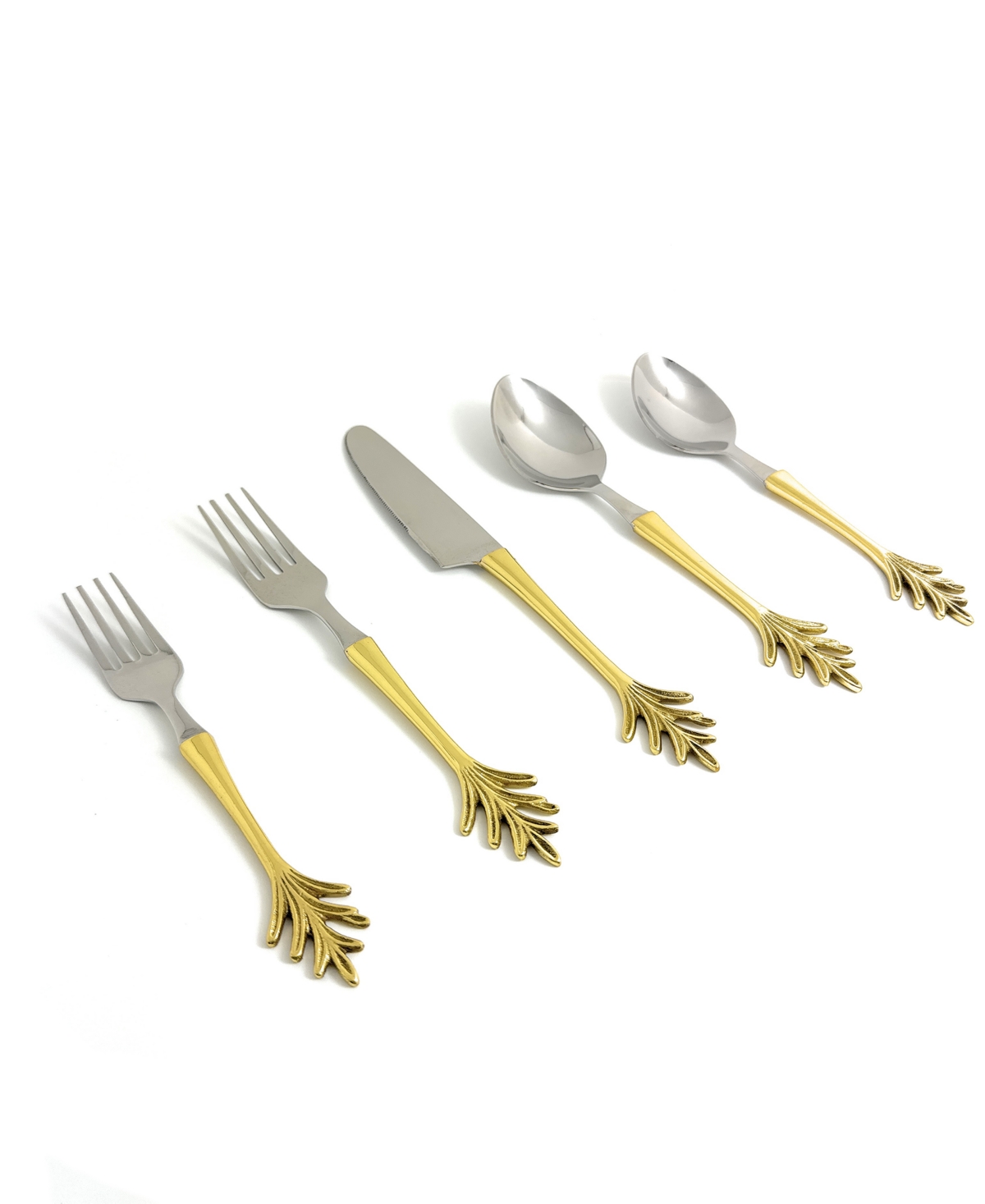 Vibhsa Leaf 20-pc. Flatware Set, Serving For 4 In Silver And Golden Finish