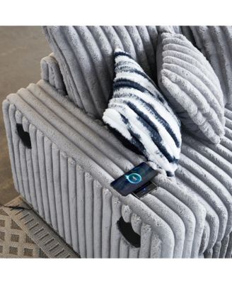 1 Pc. Upholstered Comfy Sleeper with Back & Toss Pillows, Bluetooth Speaker & Wireless Charger Loveseat with Ottoman