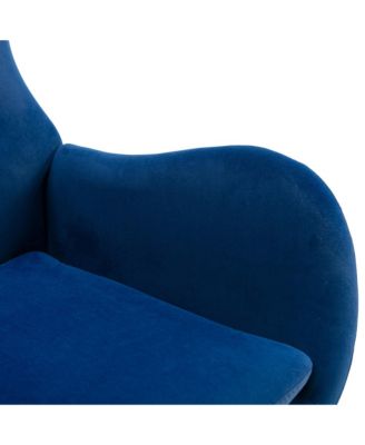 Velvet Fabric Padded Seat Rocking Chair With High Backrest And Armrests