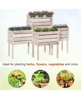 4PCS Raised Garden Bed, Wooden Elevated Planter Box Kit with Bed Liner, DIY Shape, for Flowers Vegetables