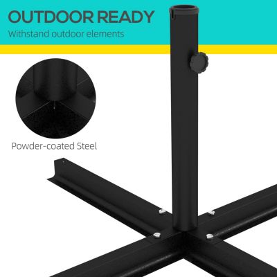 Outdoor Universal Cross Brace Stand for Small Offset Umbrella or Large Market Umbrella, Cross Umbrella Base for Patio Umbrella, Black