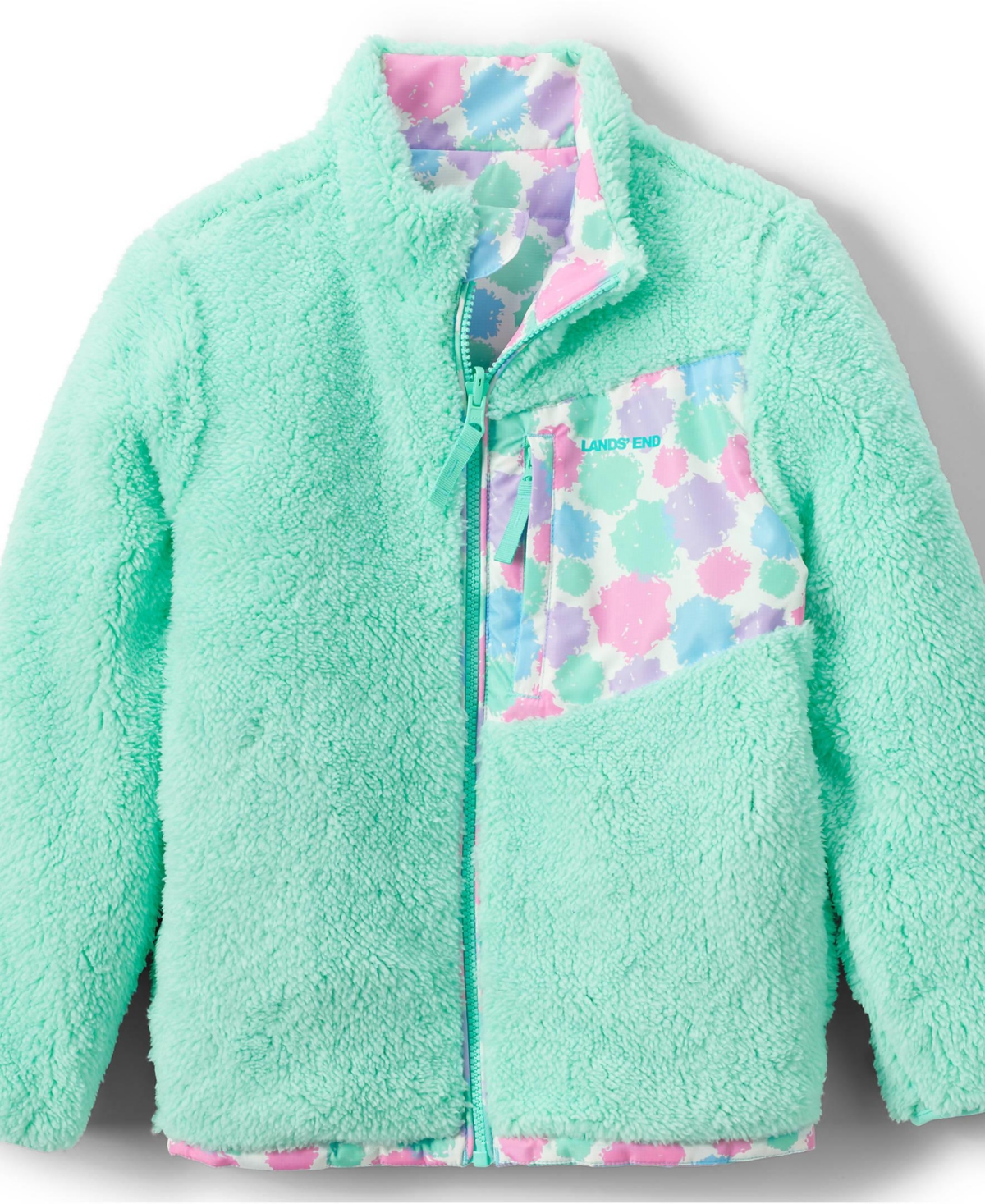 Lands' End Girls Reversible Fleece Puffer Jacket