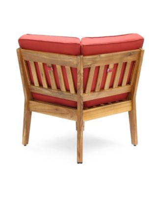 Acacia Wood Corner And Coffee Table Set: Classic Homey Style With Water-Resistant Cushions