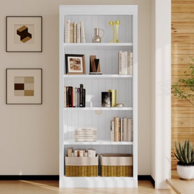 Streamdale Stylish 5-Tier Wood Bookcase with Adjustable Shelves