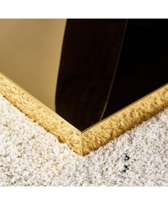 Table and chair set. A rectangular glass dining table with a 0.4-inch tempered glass tabletop and MDF board V-shaped bracket, paired with chairs consisting of PU seat cushions and black metal legs.