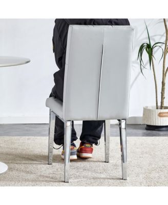 Table and chair set, modern dining table, tempered glass tabletop and silver-colored leg table, soft and comfortable dining chair, perfect for dinner, meetings, home and office decor