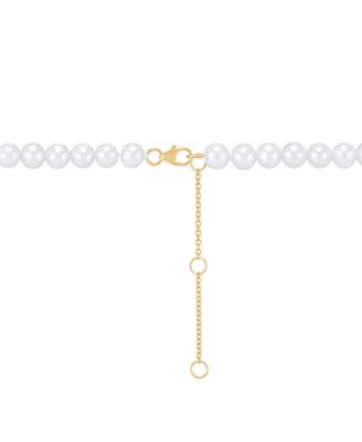 Cultured Freshwater Pearl (6-10mm) & Lab Grown Diamond (3/8 ct. t.w.) Lariat Necklace in 14k Gold, 16" + 2" extender