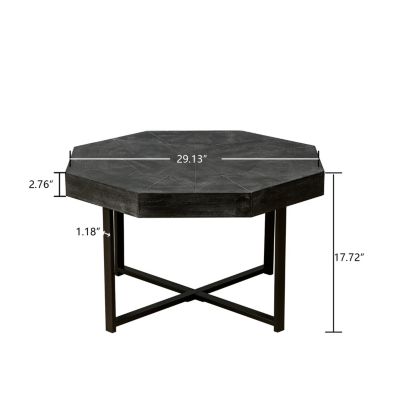 Octagonal Patchwork Cross Leg Coffee Table