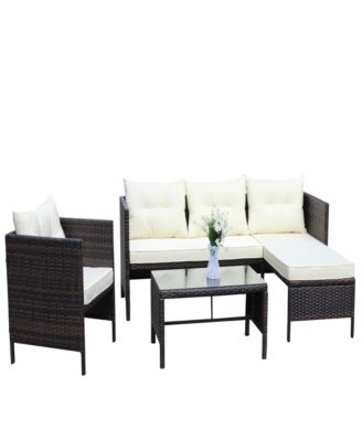 Streamdale 4-Piece Wicker Patio Conversation Set with Cushions
