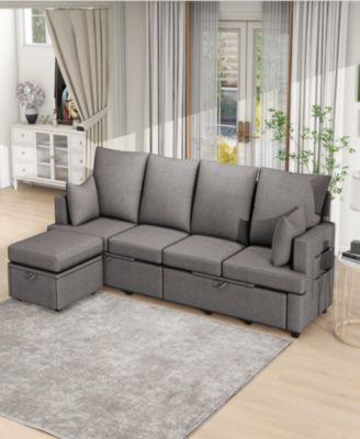 Modern L shape Modular Sofa, 5 Seat Chenile sectional Couch Set with 2 pilows lncluded, freely CombinableIndoor Funiture for Living Room, Apartment, Office, 3 Colors