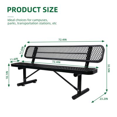 Streamdale 6 ft. Outdoor Steel Bench with Backrest in Black