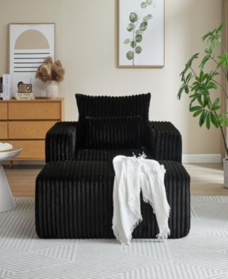 Corduroy Sponge Lounge Chair with Footrest