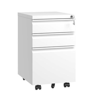 3-Drawer Mobile File Cabinet with Lock