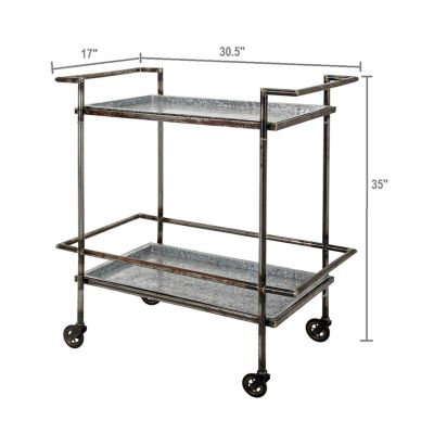 Streamdale 30.7x17.1x34.6" Percy Galvanized Metal Bar Cart in Gray & Black