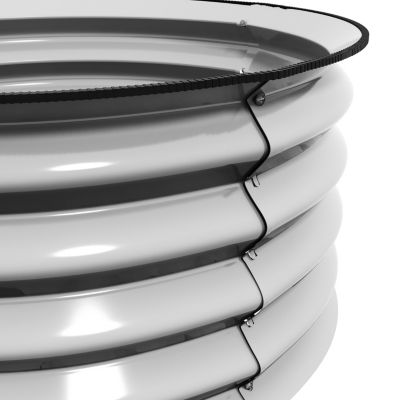 Galvanized Raised Garden Bed Set of 2, Planters for Outdoor Plants with Safety Edging, Easy-to-assemble Stock Tanks for Growing Flowers, Herbs and Vegetables, Silver