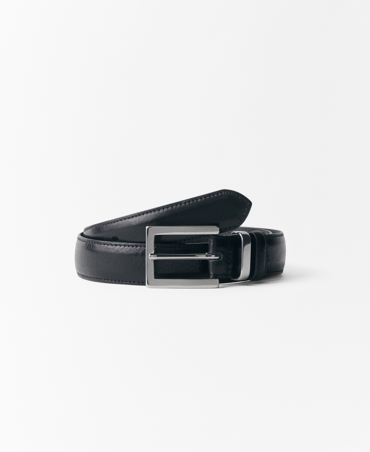 Mango Women's Square Buckle Leather Belt In Black