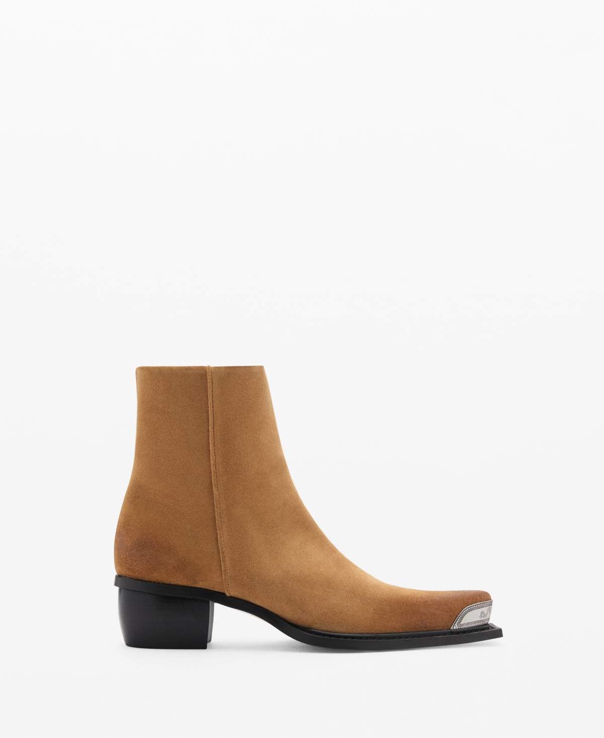 Mango Women's Metallic Pointed Toe Leather Ankle Boots In Brown