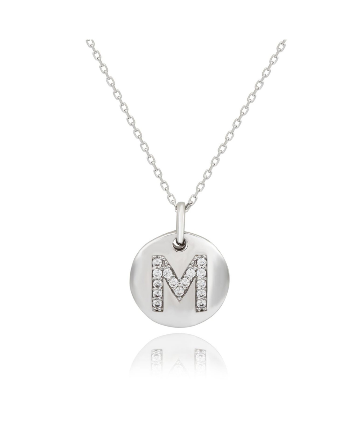 Suzy Levian Sterling Silver Cubic Zirconia Letter Initial Disc Pendant - White C