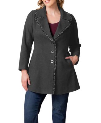 Plus Size Juliette Satin Trim Coat