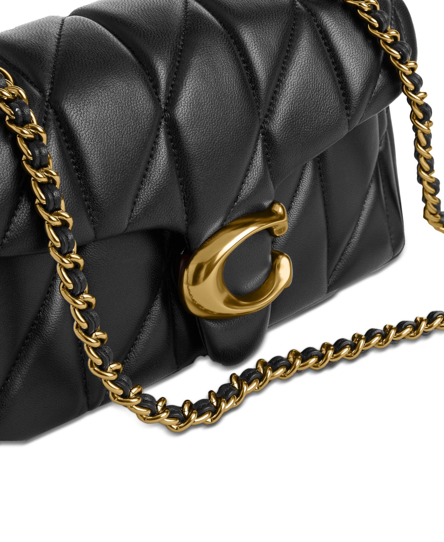 Женская сумка COACH Quilted Tabby Small Leather Shoulder 20, цвет: Латунный / Чёрный — фото 6