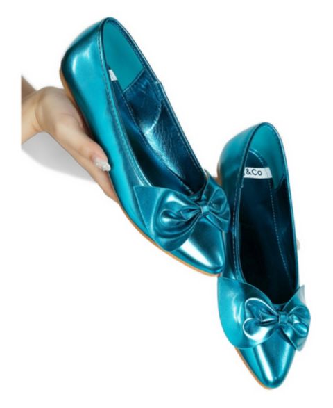 Женские балетки Rag & Co Bromelia Metallic Pleather Bow Ballerinas, цвет: Синий