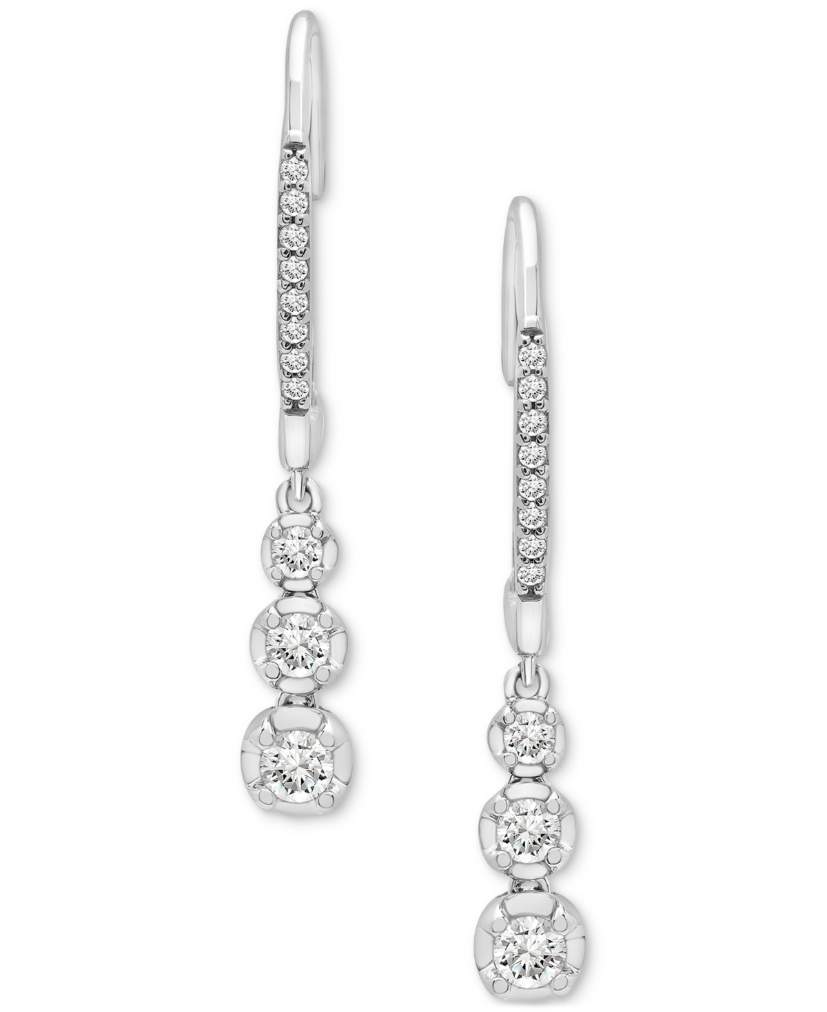 Macy's Diamond Drop Earrings (1/2 Ct. T.w.) In 10k White Gold, Created For  In White Gold