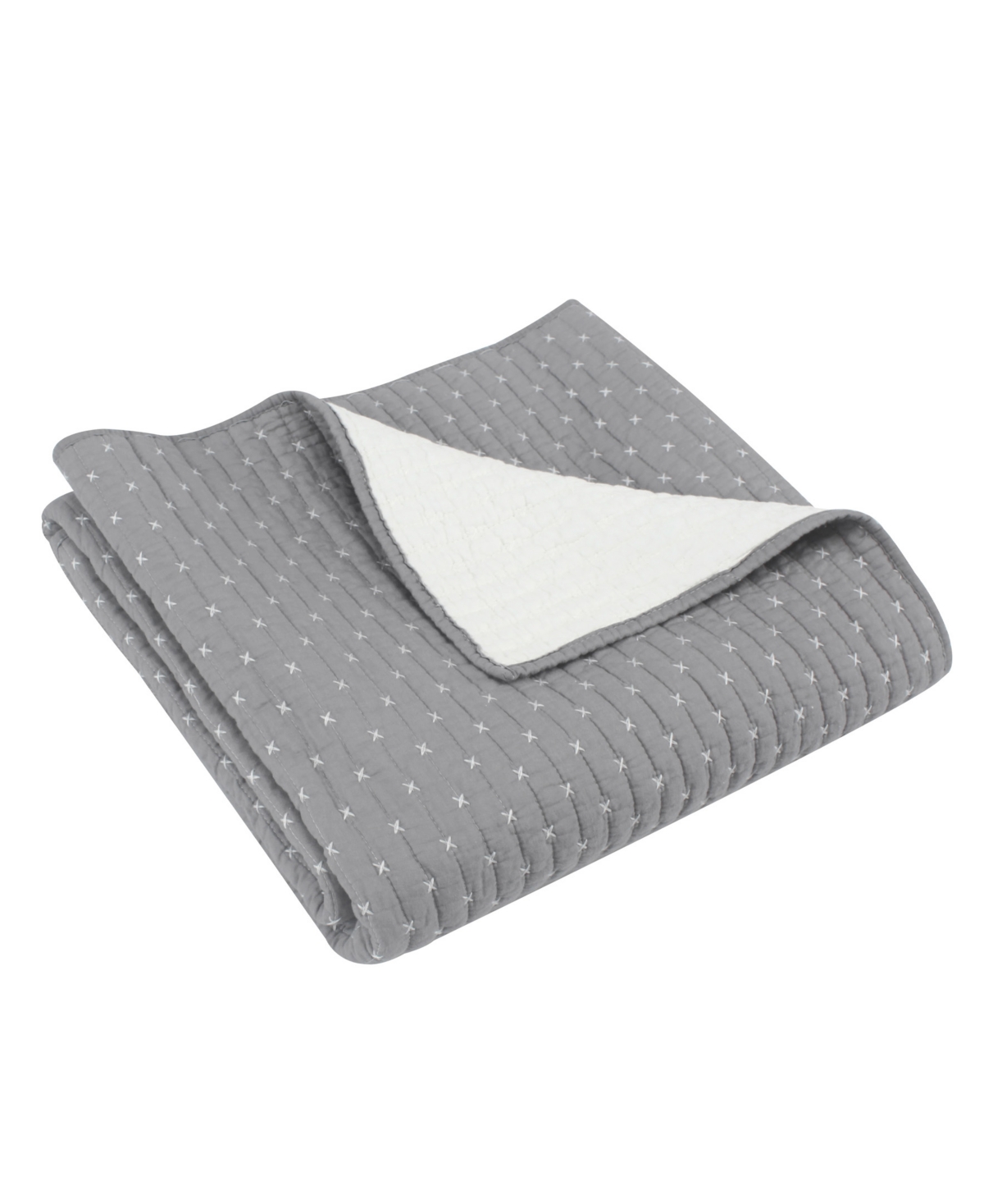 Levtex Cross Stitch Reversible Quilted Throw, 50" X 60" In Grey