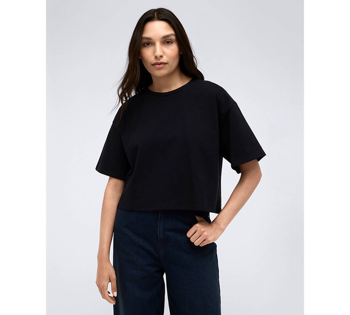 KENNETH COLE WOMEN'S HEAVYWEIGHT COTTON JERSEY LOGO T-SHIRT 