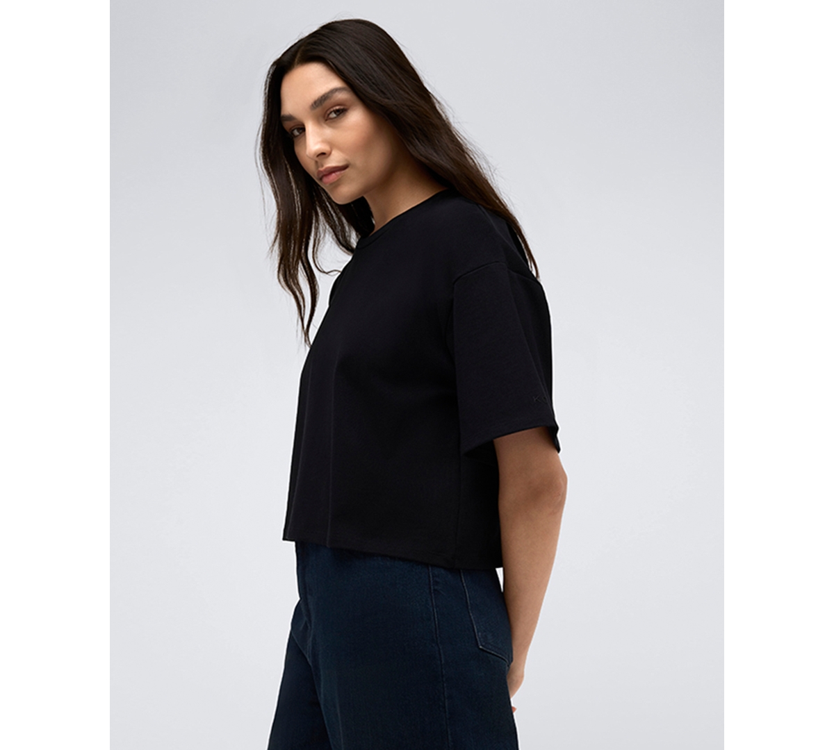 Shop Kenneth Cole Women's Heavyweight Cotton Jersey Logo T-shirt In Black