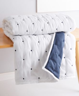 Embroidered Swiss Dot Quilted Throw, 50&amp;quot; x 60&amp;quot;