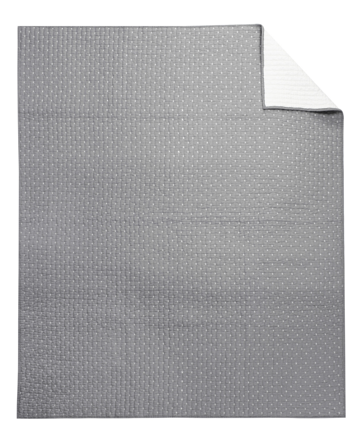 Levtex Cross Stitch Reversible Quilted Throw, 50" X 60" In Grey