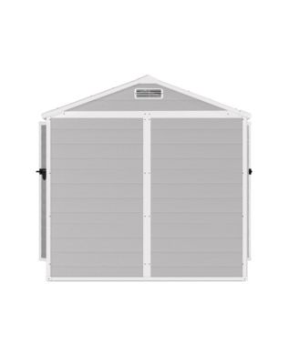 6' x 4.4' Resin Weather Resistant Outdoor Storage Shed with Floor for Garden, Backyard, Pool Tool, Light Grey