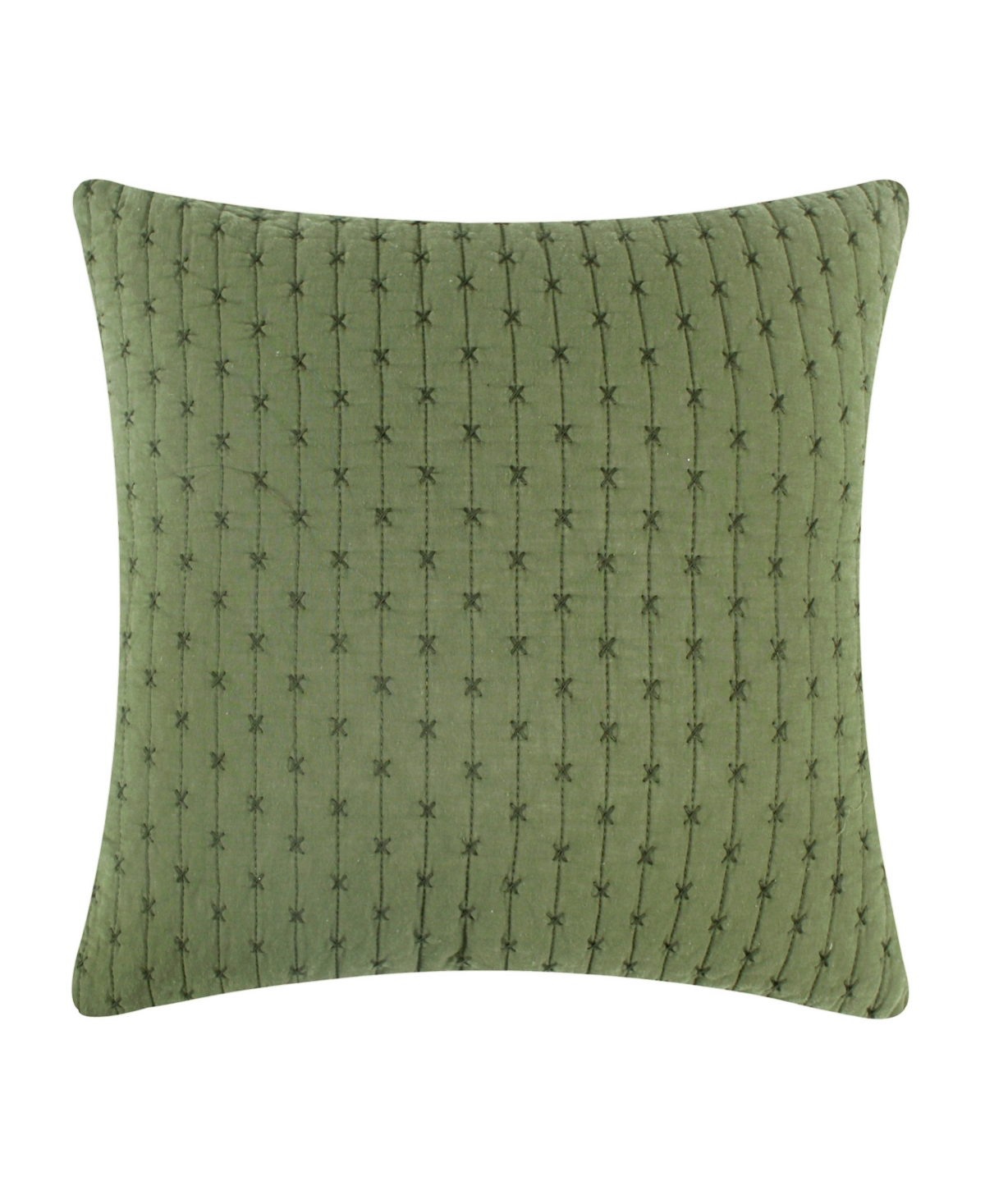 Levtex Cross Stitch Quilted Decorative Pillow, 18" X 18" In Forest Green