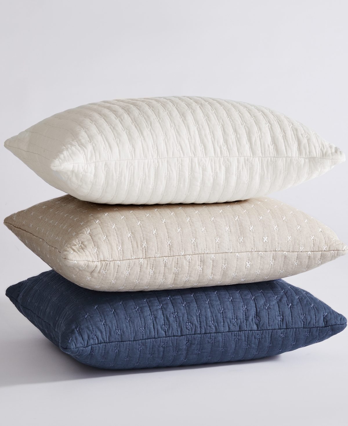 Levtex Cross Stitch Quilted Decorative Pillow, 18" X 18" In Cream