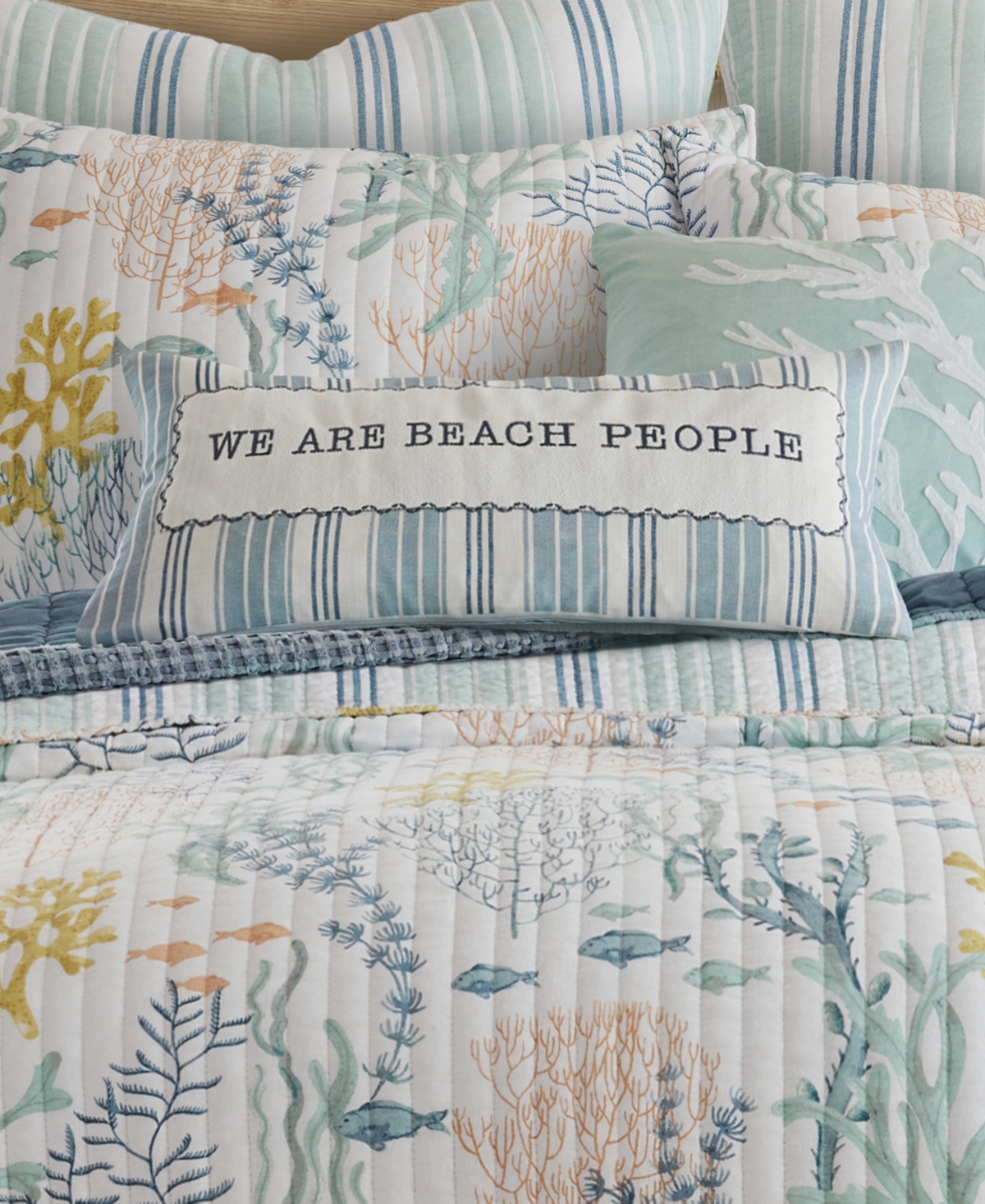 Levtex Ocean Meadow Applique Decorative Pillow, 12" X 24" In Blue Haze