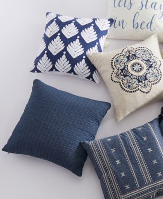 Cross Stitch Quilted Decorative Pillow, 18" x 18"