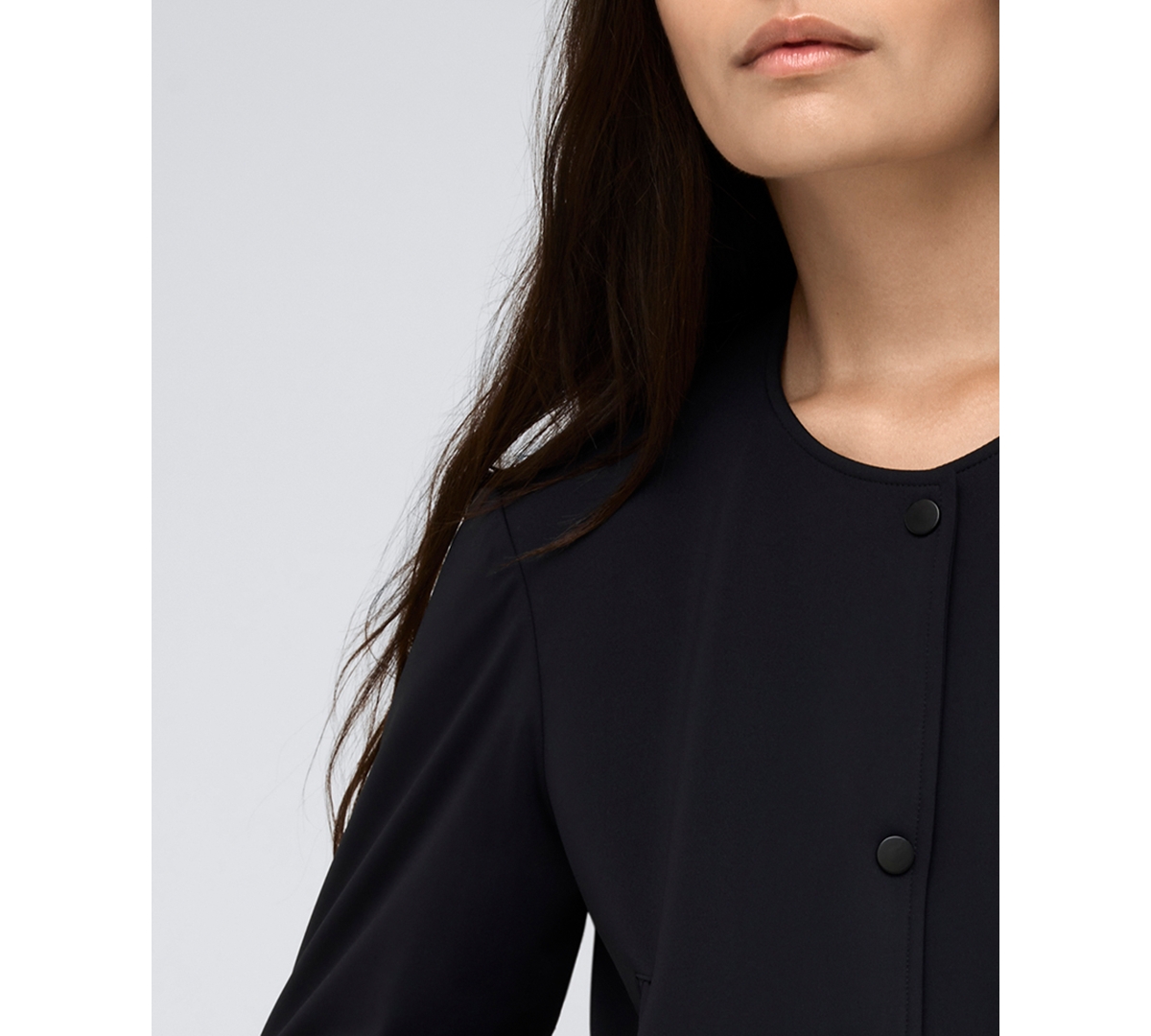 Shop Kenneth Cole Women's Collarless Athletic Stretch Bomber Jacket In Black