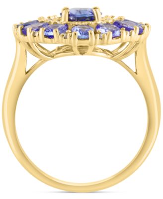 EFFY&reg; Diamond (1/5 ct. t.w.) & Tanzanite (2-1/6 ct. t.w.) Ring in 14k Yellow Gold