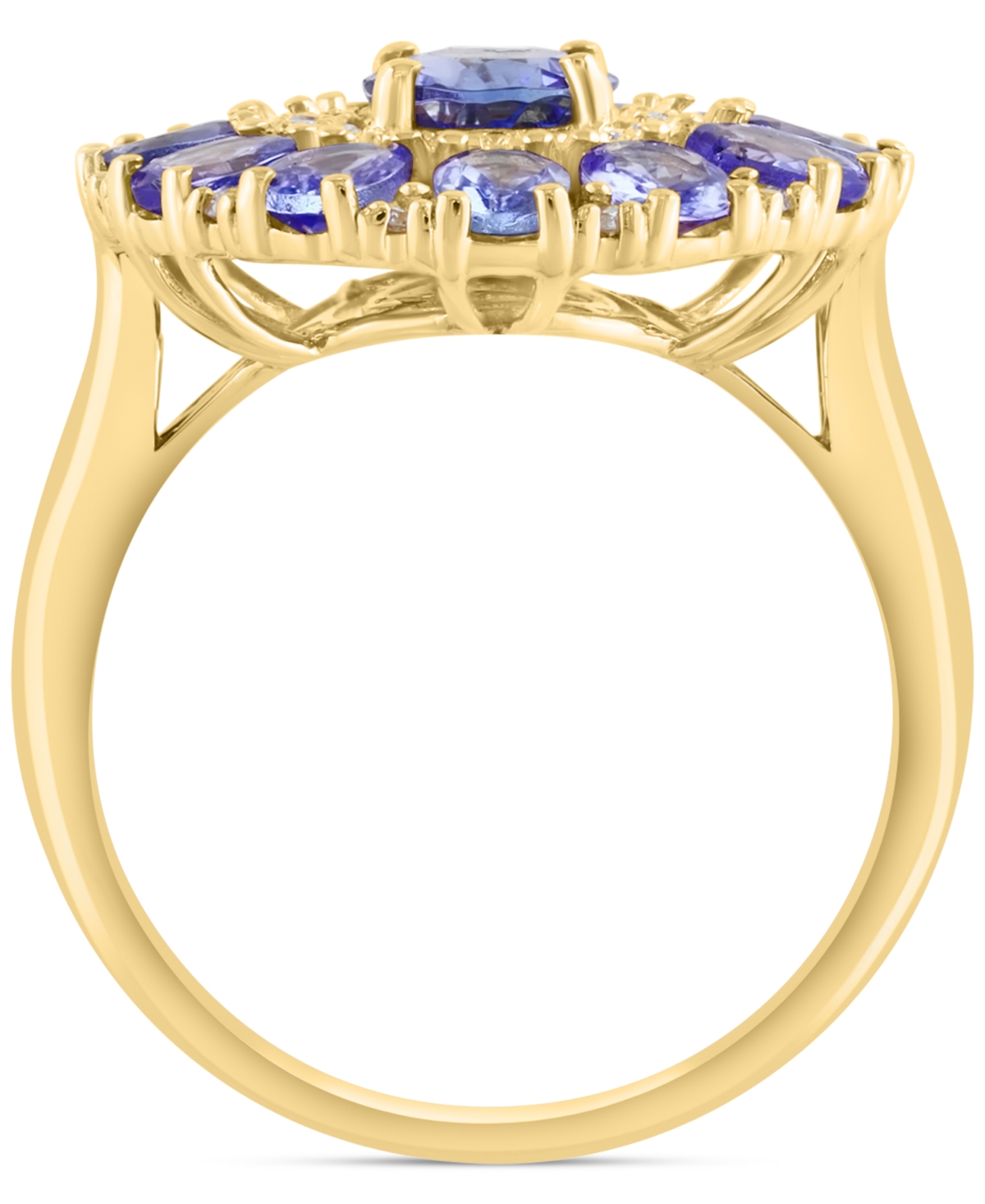Effy Collection Diamond (1/5 Ct. T.w.) & Tanzanite (2-1/6 Ct. T.w.) Ring In 14k Yellow Gold In Tanzanite