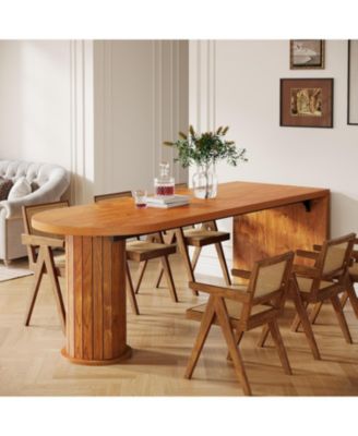 Tribesigns 78.74-Inch Ellipse Dining Table, Wood Extra Large Dining ...