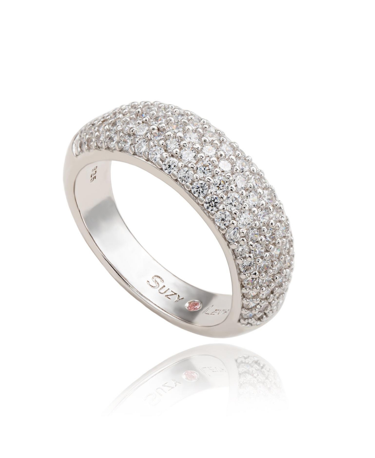 Suzy Levian Sterling Silver White Cubic Zirconia Thick Pave Band - White