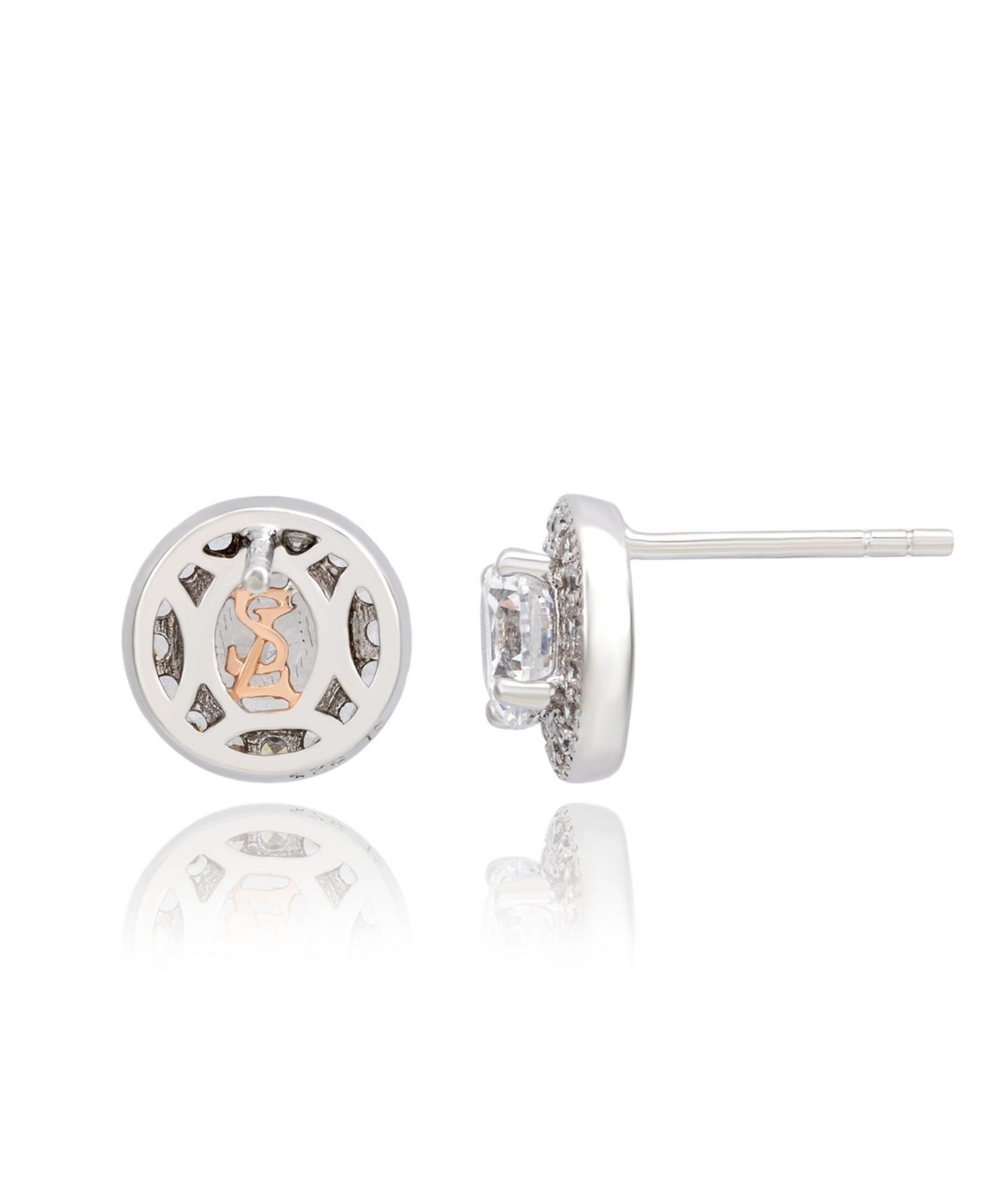 Suzy Levian New York Suzy Levian Sterling Silver Round CutCubic Zirconia Halo Studs - White