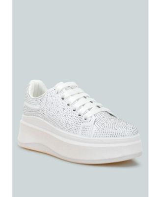 Womens Jitter Bug Rhinestones Embellished Chunky Sneakers