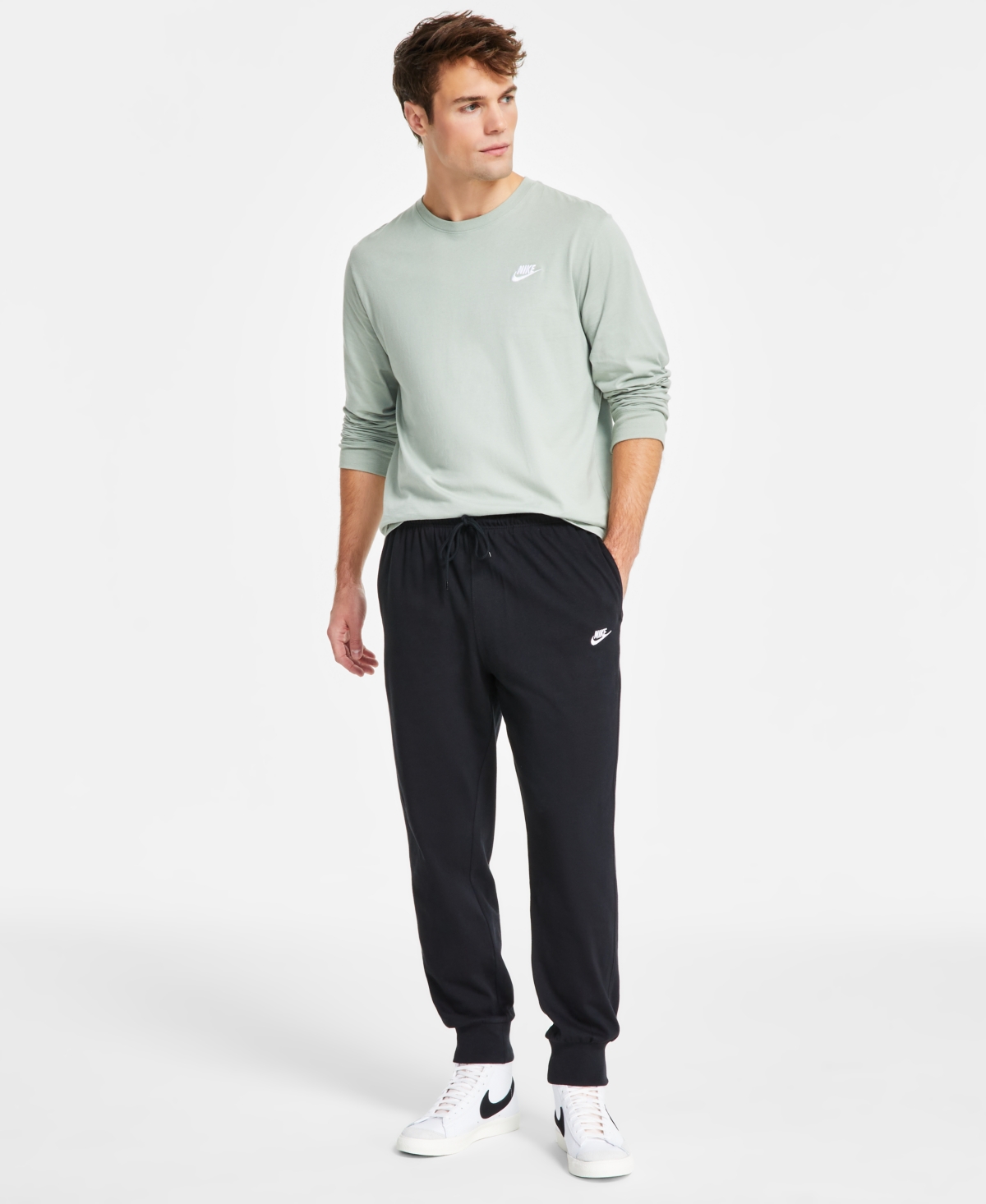 Men's Club Fleece Knit Joggers - Dk Grey Heather/white