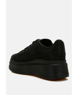 Womens Jitter Bug Rhinestones Embellished Chunky Sneakers